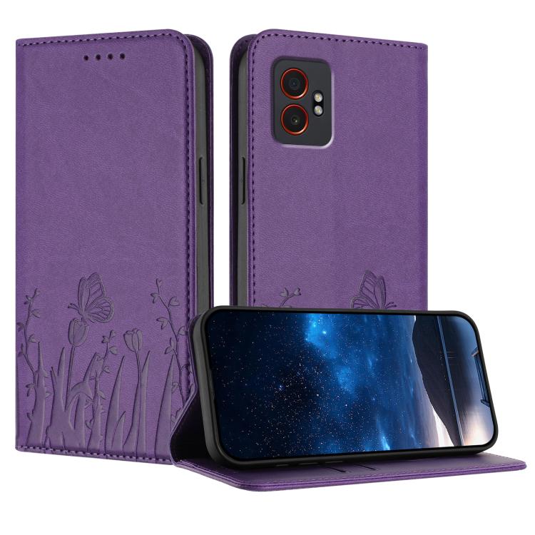 Custodia magnetica in ecopelle con motivo tulipani e farfalle per Samsung Galaxy