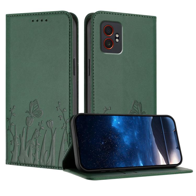 Custodia magnetica in ecopelle con motivo tulipani e farfalle per Samsung Galaxy