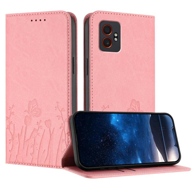 Custodia magnetica in ecopelle con motivo tulipani e farfalle per Samsung Galaxy
