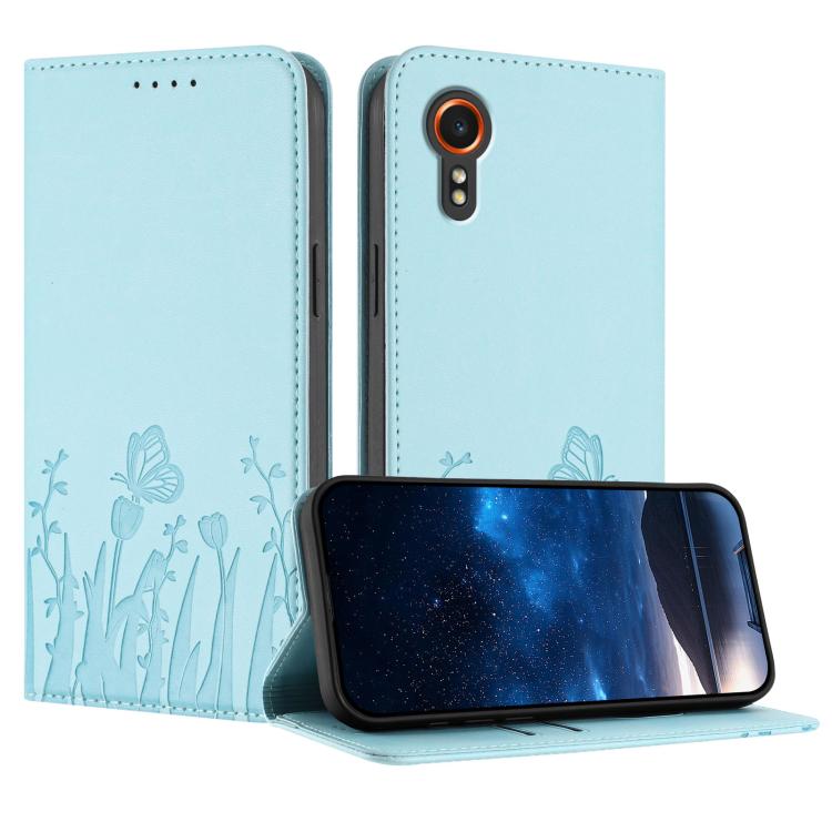 Custodia magnetica in ecopelle con motivo tulipani e farfalle per Samsung Galaxy
