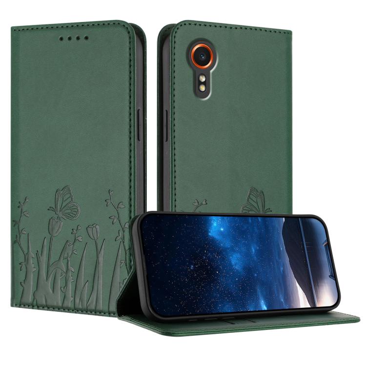 Custodia magnetica in ecopelle con motivo tulipani e farfalle per Samsung Galaxy