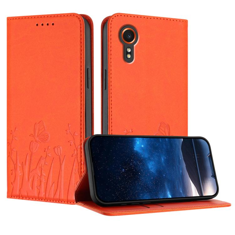Custodia magnetica in ecopelle con motivo tulipani e farfalle per Samsung Galaxy