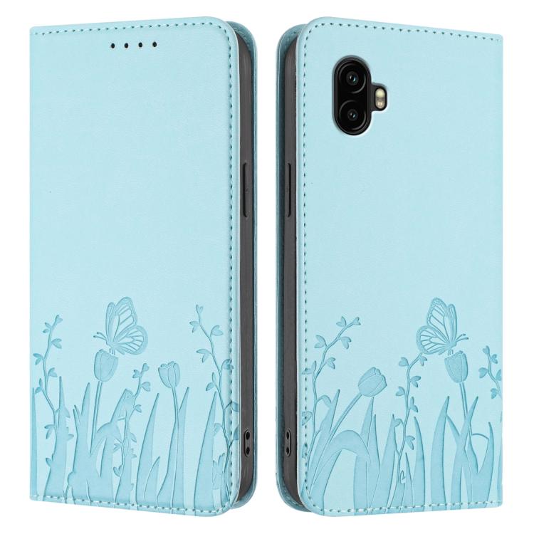 Custodia magnetica in ecopelle con motivo tulipani e farfalle per Samsung Galaxy