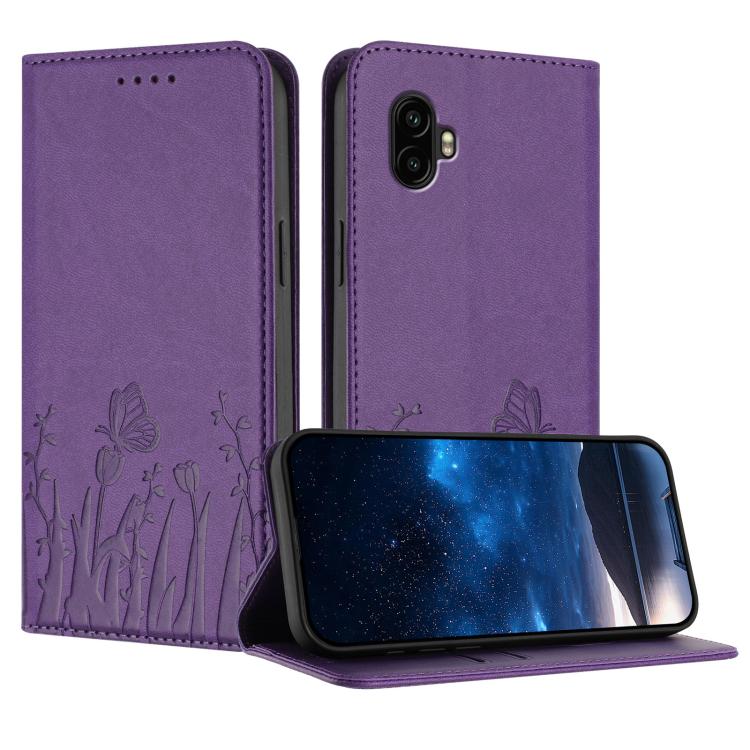 Custodia magnetica in ecopelle con motivo tulipani e farfalle per Samsung Galaxy