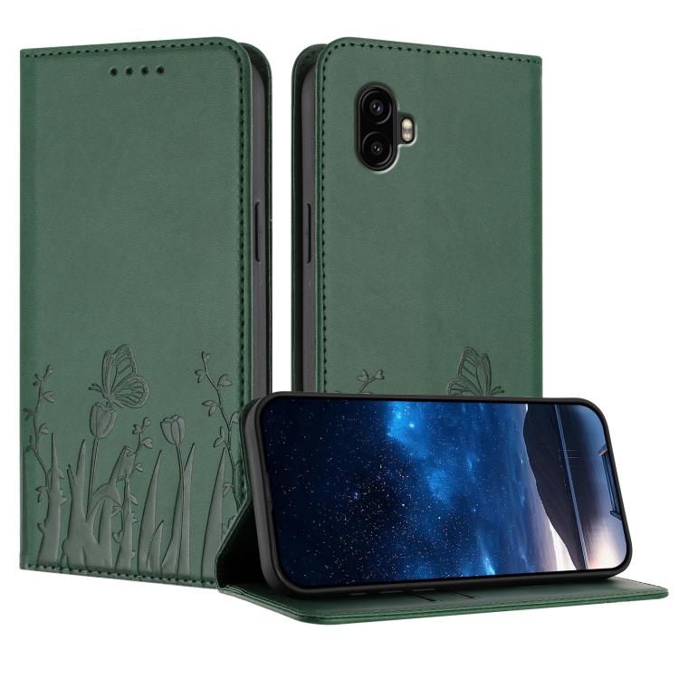 Custodia magnetica in ecopelle con motivo tulipani e farfalle per Samsung Galaxy