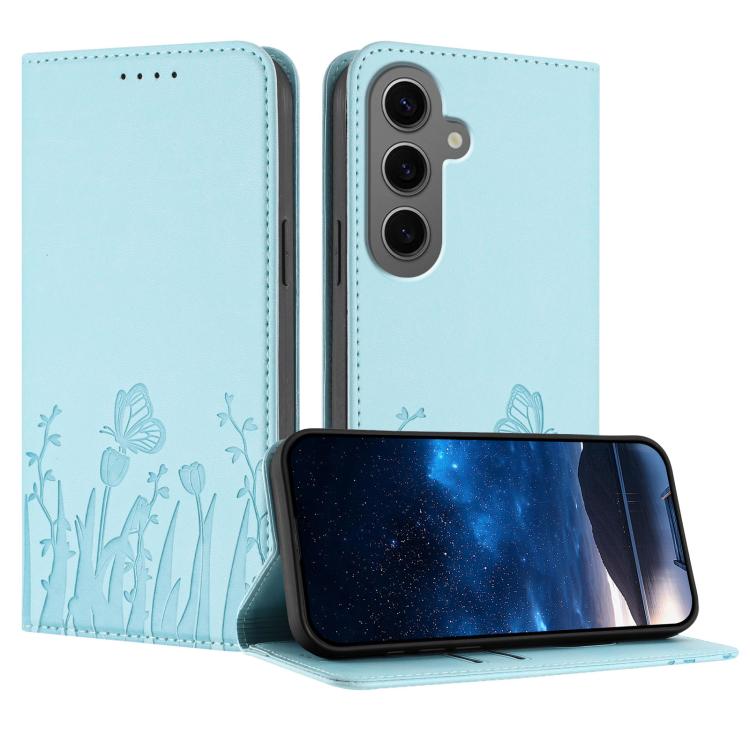 Custodia magnetica in ecopelle con motivo tulipani per Samsung Galaxy S24+ e S24