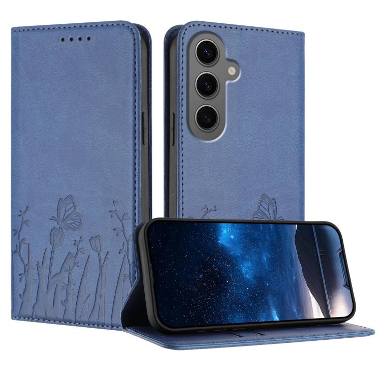 Custodia magnetica in ecopelle con motivo tulipani per Samsung Galaxy S24+ e S24