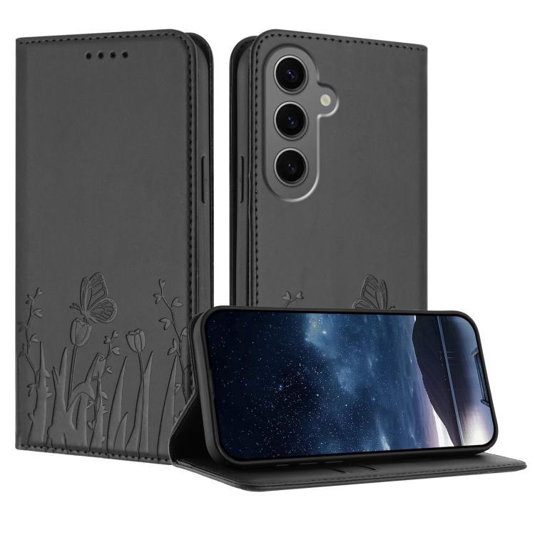 Custodia magnetica in ecopelle con motivo tulipani per Samsung Galaxy S24+ e S24