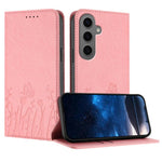 Custodia magnetica in ecopelle con motivo tulipani per Samsung Galaxy S24+ e S24