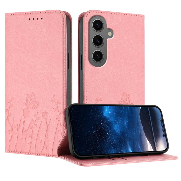 Custodia magnetica in ecopelle con motivo tulipani per Samsung Galaxy S24+ e S24