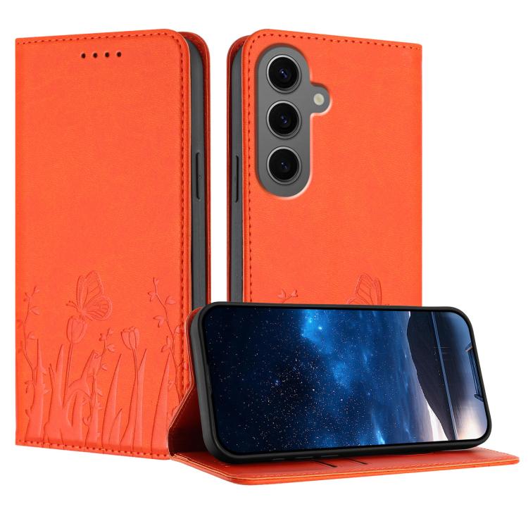 Custodia magnetica in ecopelle con motivo tulipani per Samsung Galaxy S24+ e S24