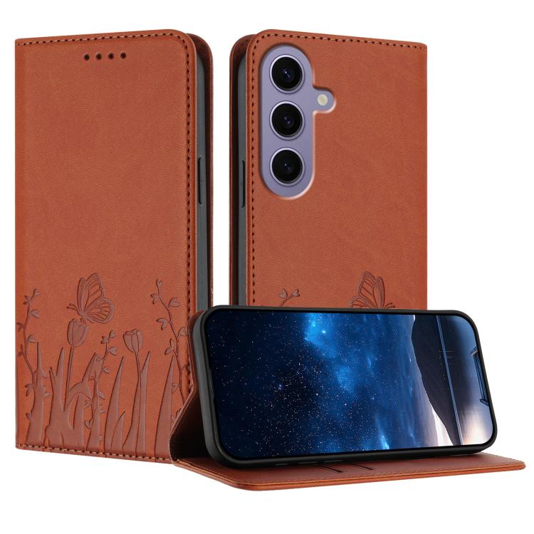 Custodia magnetica in ecopelle con motivo tulipani per Samsung Galaxy S24+ e S24