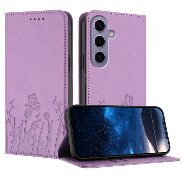 Custodia magnetica in ecopelle con motivo tulipani per Samsung Galaxy S24+ e S24