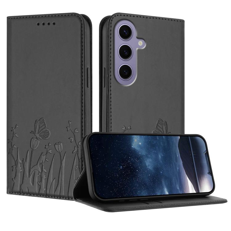 Custodia magnetica in ecopelle con motivo tulipani per Samsung Galaxy S24+ e S24