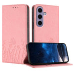 Custodia magnetica in ecopelle con motivo tulipani per Samsung Galaxy S24+ e S24
