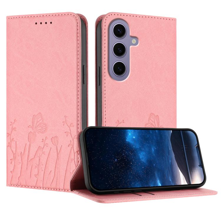 Custodia magnetica in ecopelle con motivo tulipani per Samsung Galaxy S24+ e S24