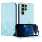 Custodia magnetica in ecopelle con motivo tulipani e farfalle per Samsung Galaxy