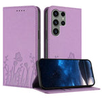 Custodia magnetica in ecopelle con motivo tulipani e farfalle per Samsung Galaxy