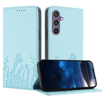 Custodia magnetica in ecopelle con motivo tulipani e farfalle per Samsung Galaxy