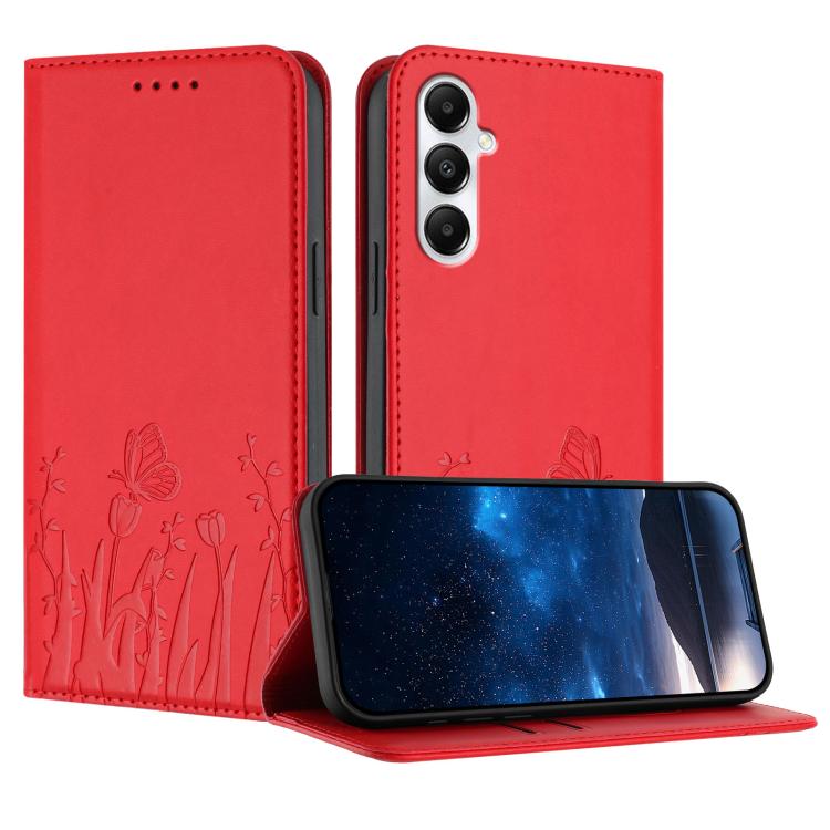 Custodia magnetica in ecopelle con motivo tulipani per Samsung Galaxy A05s e A15