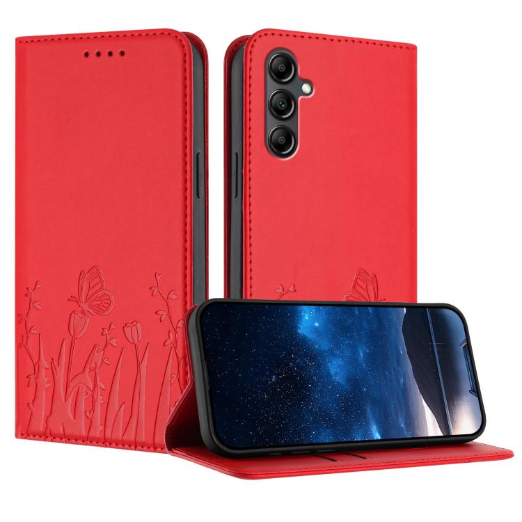 Custodia magnetica in ecopelle con motivo tulipani per Samsung Galaxy A05s e A15