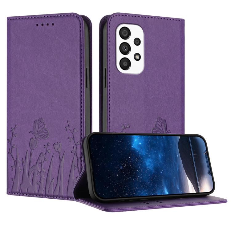 Custodia magnetica in ecopelle con motivo tulipani per Samsung Galaxy A33 5G