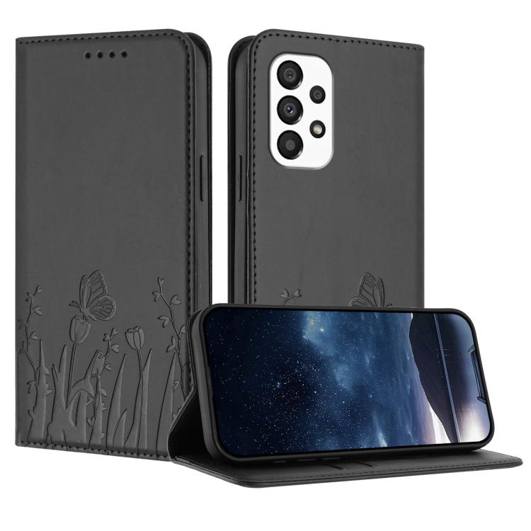 Custodia magnetica in ecopelle con motivo tulipani per Samsung Galaxy A33 5G