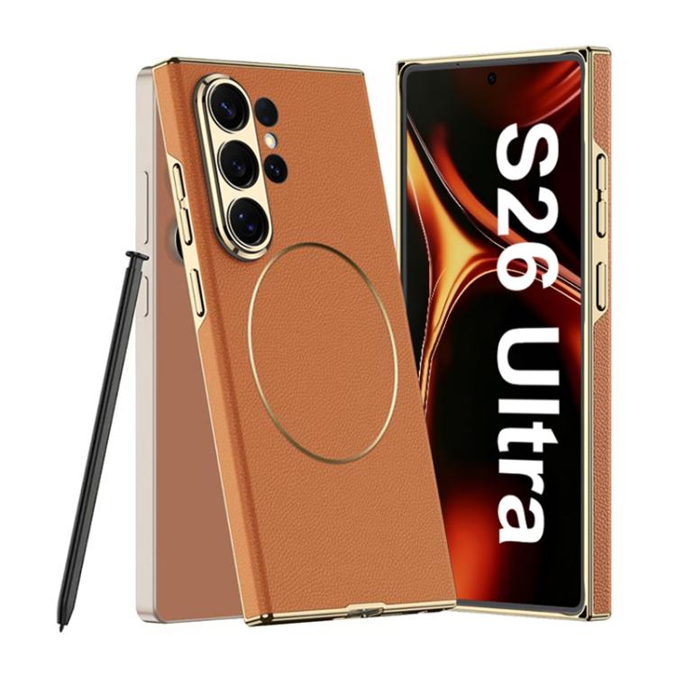 Custodia in pelle placcata con chiusura magnetica per Samsung Galaxy S26 Ultra