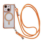 Custodia magnetica per telefono in acrilico trasparente galvanizzato con strass e cordino a tracolla sul lato destro., For iPhone 14 / 13, For iPhone 14 Pro, For iPhone 14 Pro Max, For iPhone 13 Pro Max