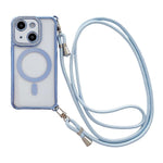Custodia magnetica per telefono in acrilico trasparente galvanizzato con strass e cordino a tracolla sul lato destro., For iPhone 14 / 13, For iPhone 14 Pro, For iPhone 14 Pro Max, For iPhone 13 Pro Max
