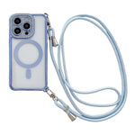 Custodia magnetica per telefono in acrilico trasparente galvanizzato con strass e cordino a tracolla sul lato destro., For iPhone 14 / 13, For iPhone 14 Pro, For iPhone 14 Pro Max, For iPhone 13 Pro Max