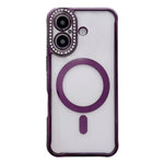 Custodia magnetica per telefono in acrilico trasparente galvanizzato con strass, For iPhone 17 Pro Max, For iPhone 17 Pro, For iPhone 17, For iPhone Air
