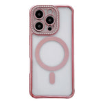 Custodia magnetica per telefono in acrilico trasparente galvanizzato con strass, For iPhone 16 Pro Max, For iPhone 16 Pro, For iPhone 16 Plus, For iPhone 16