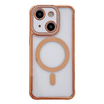 Custodia magnetica per telefono in acrilico trasparente galvanizzato con strass, For iPhone 15 Pro Max, For iPhone 15 Pro, For iPhone 15 Plus / 14 Plus, For iPhone 15