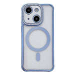 Custodia magnetica per telefono in acrilico trasparente galvanizzato con strass, For iPhone 15 Pro Max, For iPhone 15 Pro, For iPhone 15 Plus / 14 Plus, For iPhone 15