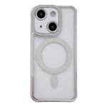Custodia magnetica per telefono in acrilico trasparente galvanizzato con strass, For iPhone 14 / 13, For iPhone 14 Pro, For iPhone 14 Pro Max, For iPhone 13 Pro Max