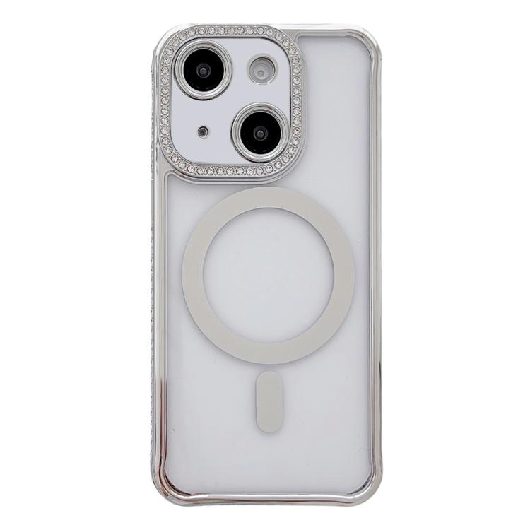 Custodia magnetica per telefono in acrilico trasparente galvanizzato con strass, For iPhone 14 / 13, For iPhone 14 Pro, For iPhone 14 Pro Max, For iPhone 13 Pro Max