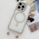 Custodia magnetica per telefono in acrilico trasparente galvanizzato con strass, For iPhone 14 / 13, For iPhone 14 Pro, For iPhone 14 Pro Max, For iPhone 13 Pro Max