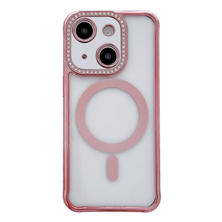 Custodia magnetica per telefono in acrilico trasparente galvanizzato con strass, For iPhone 14 / 13, For iPhone 14 Pro, For iPhone 14 Pro Max, For iPhone 13 Pro Max