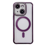 Custodia magnetica per telefono in acrilico trasparente galvanizzato con strass, For iPhone 14 / 13, For iPhone 14 Pro, For iPhone 14 Pro Max, For iPhone 13 Pro Max