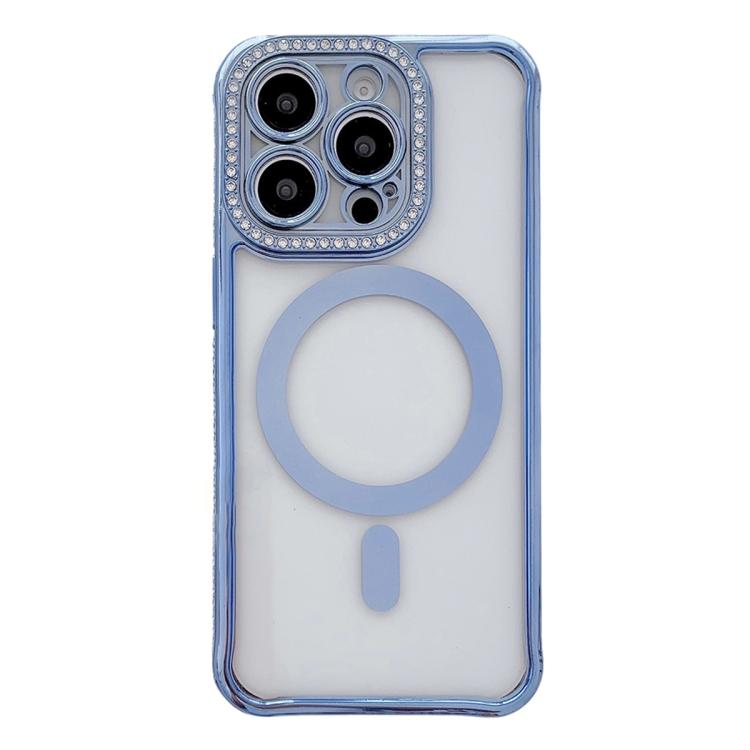 Custodia magnetica per telefono in acrilico trasparente galvanizzato con strass, For iPhone 14 / 13, For iPhone 14 Pro, For iPhone 14 Pro Max, For iPhone 13 Pro Max