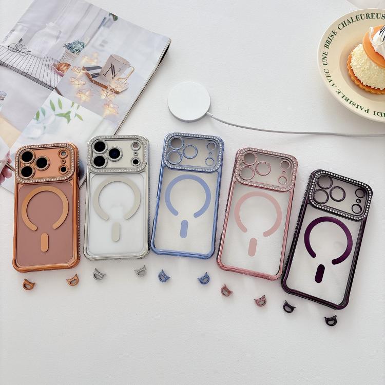 Custodia magnetica per telefono in acrilico trasparente galvanizzato con strass, For iPhone 17 Pro Max, For iPhone 17 Pro, For iPhone 17, For iPhone Air
