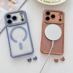 Custodia magnetica per telefono in acrilico trasparente galvanizzato con strass, For iPhone 14 / 13, For iPhone 14 Pro, For iPhone 14 Pro Max, For iPhone 13 Pro Max