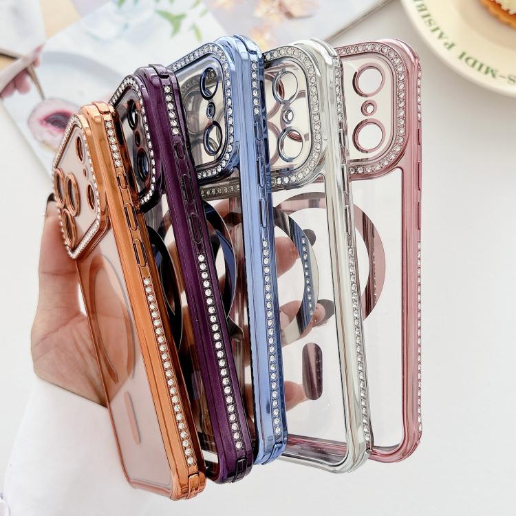Custodia magnetica per telefono in acrilico trasparente galvanizzato con strass, For iPhone 17 Pro Max, For iPhone 17 Pro, For iPhone 17, For iPhone Air