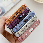 Custodia magnetica per telefono in acrilico trasparente galvanizzato con strass, For iPhone 15 Pro Max, For iPhone 15 Pro, For iPhone 15 Plus / 14 Plus, For iPhone 15