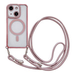 Custodia magnetica per telefono in acrilico trasparente galvanizzato con strass e cordino da collo., For iPhone 14 / 13, For iPhone 14 Pro, For iPhone 14 Pro Max, For iPhone 13 Pro Max