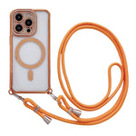 Custodia magnetica per telefono in acrilico trasparente galvanizzato con strass e cordino da collo., For iPhone 13 Pro