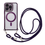 Custodia magnetica per telefono in acrilico trasparente galvanizzato con strass e cordino da collo., For iPhone 13 Pro