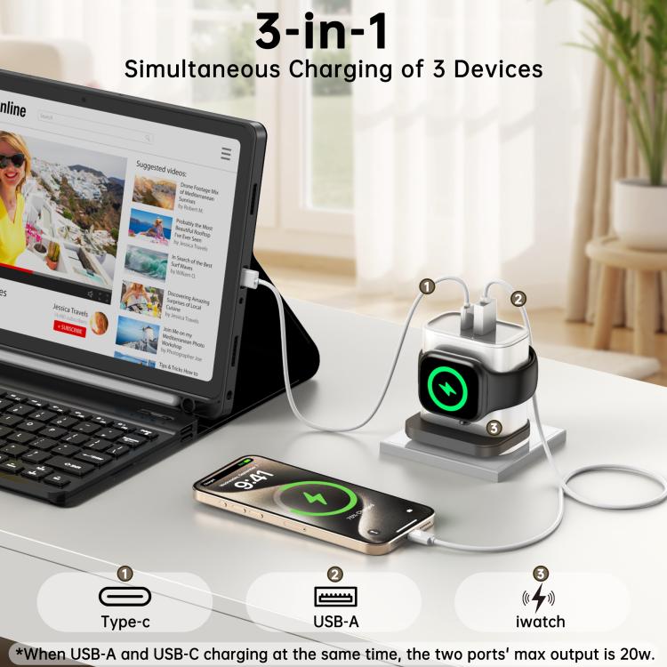 Caricabatterie multifunzione 3 in 1 20W USB Type-C