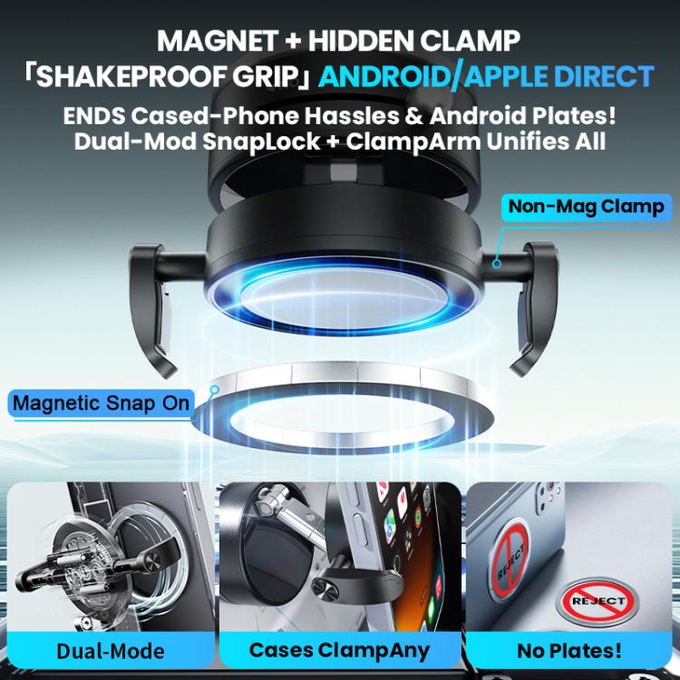 Supporto auto magnetico A9 Pro con morsetto e rotazione 360°